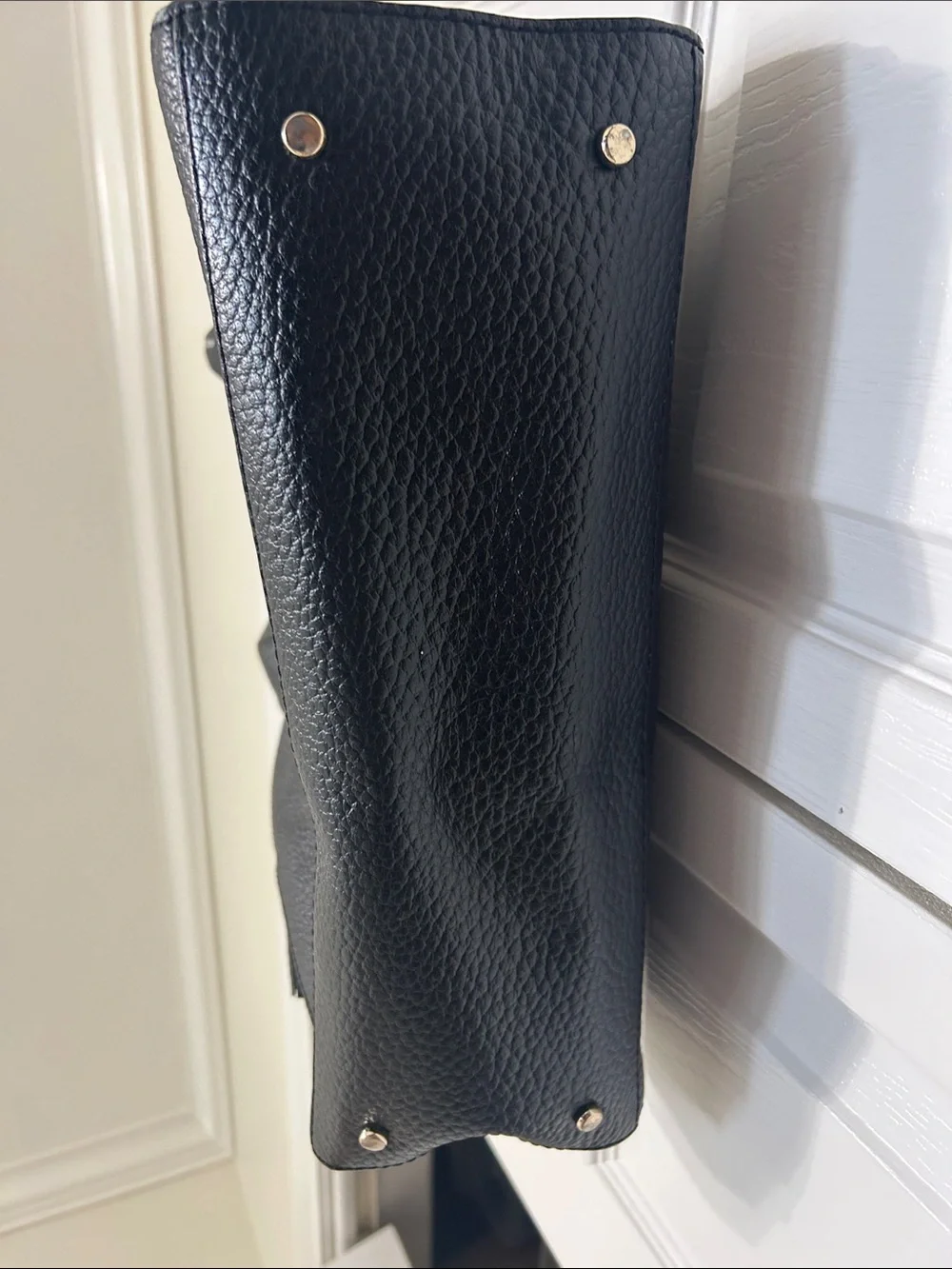 kate spade Black Pebbled Leather Dome Satchel with Gold Logo